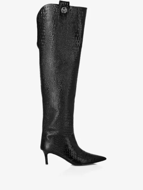 Philipp Plein botas altas con tacón bajo y estampado Cocco
