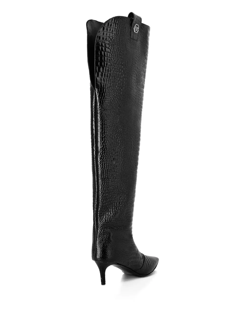 Philipp Plein Leather Stiletto-heel Over-the-knee Boots In Black