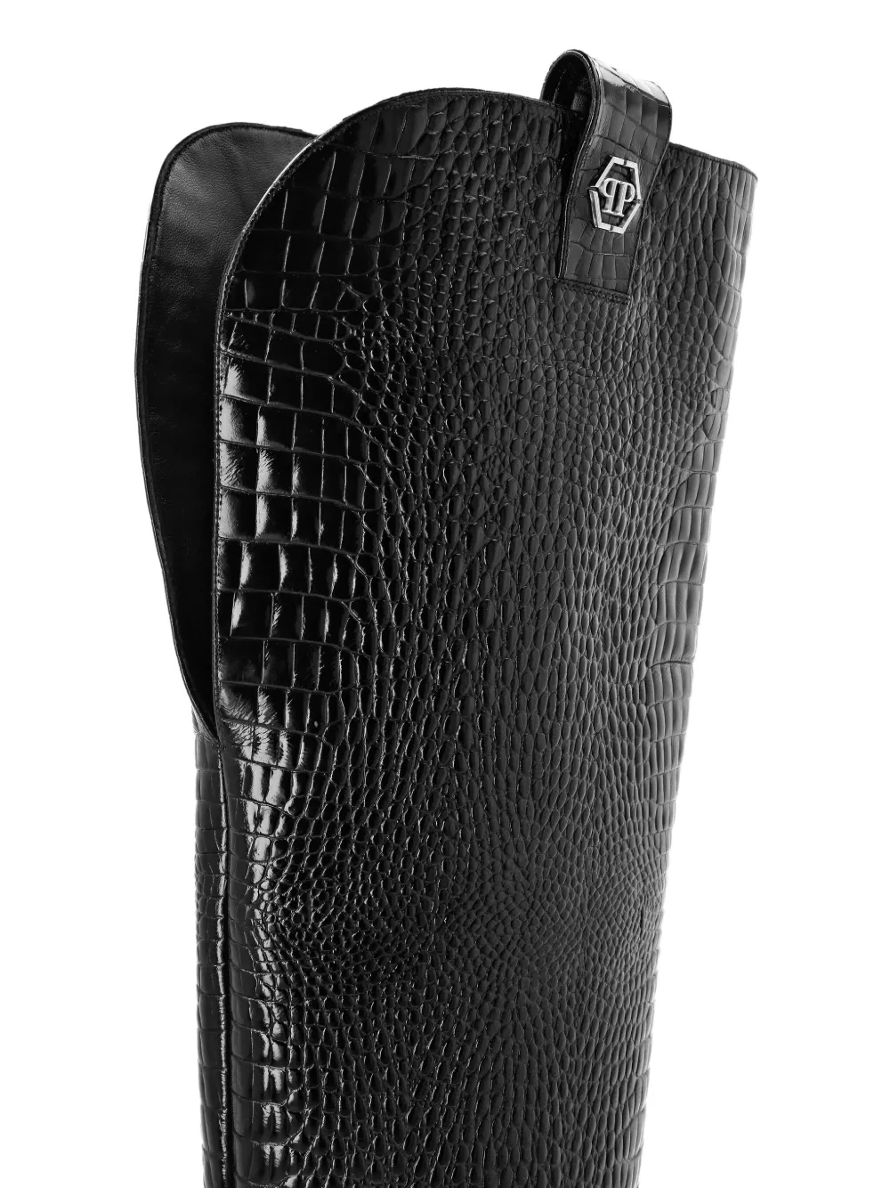Philipp Plein Leather Stiletto-heel Over-the-knee Boots In Black