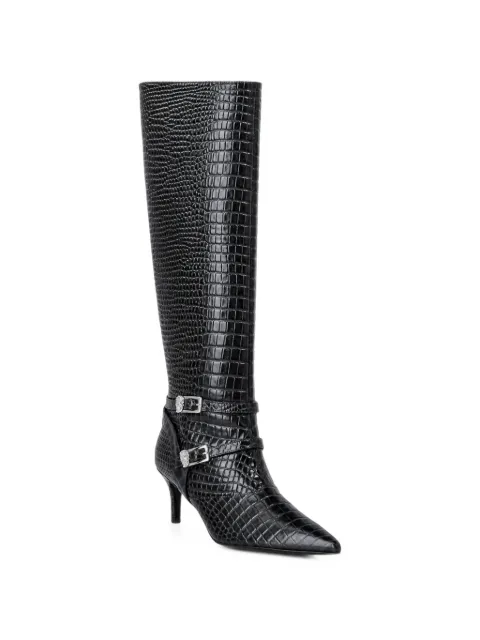 Philipp Plein croc-effect buckled knee-high boots