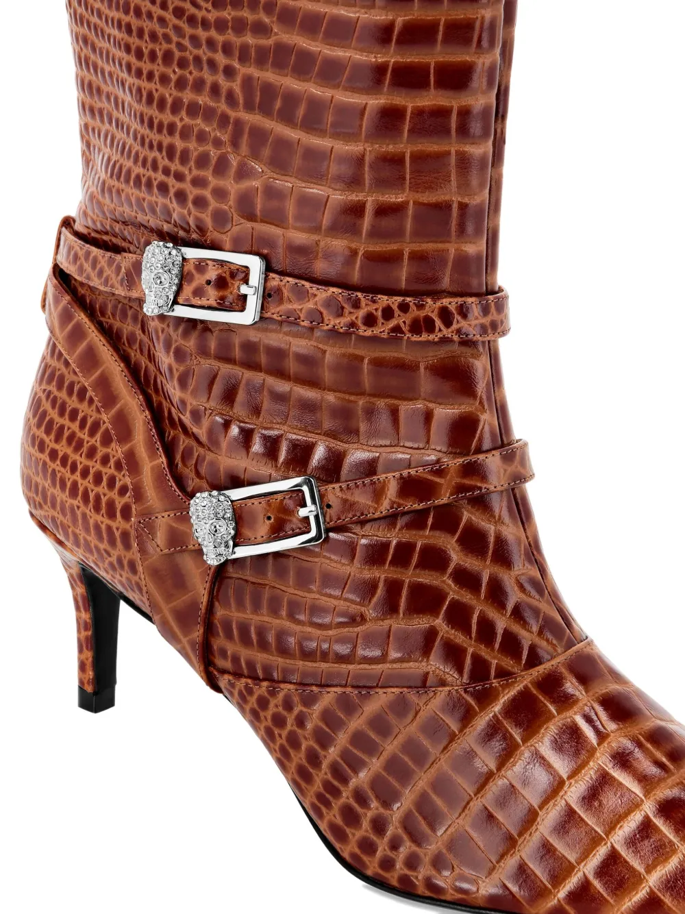 Philipp Plein 55mm crocodile-embossed boots Brown