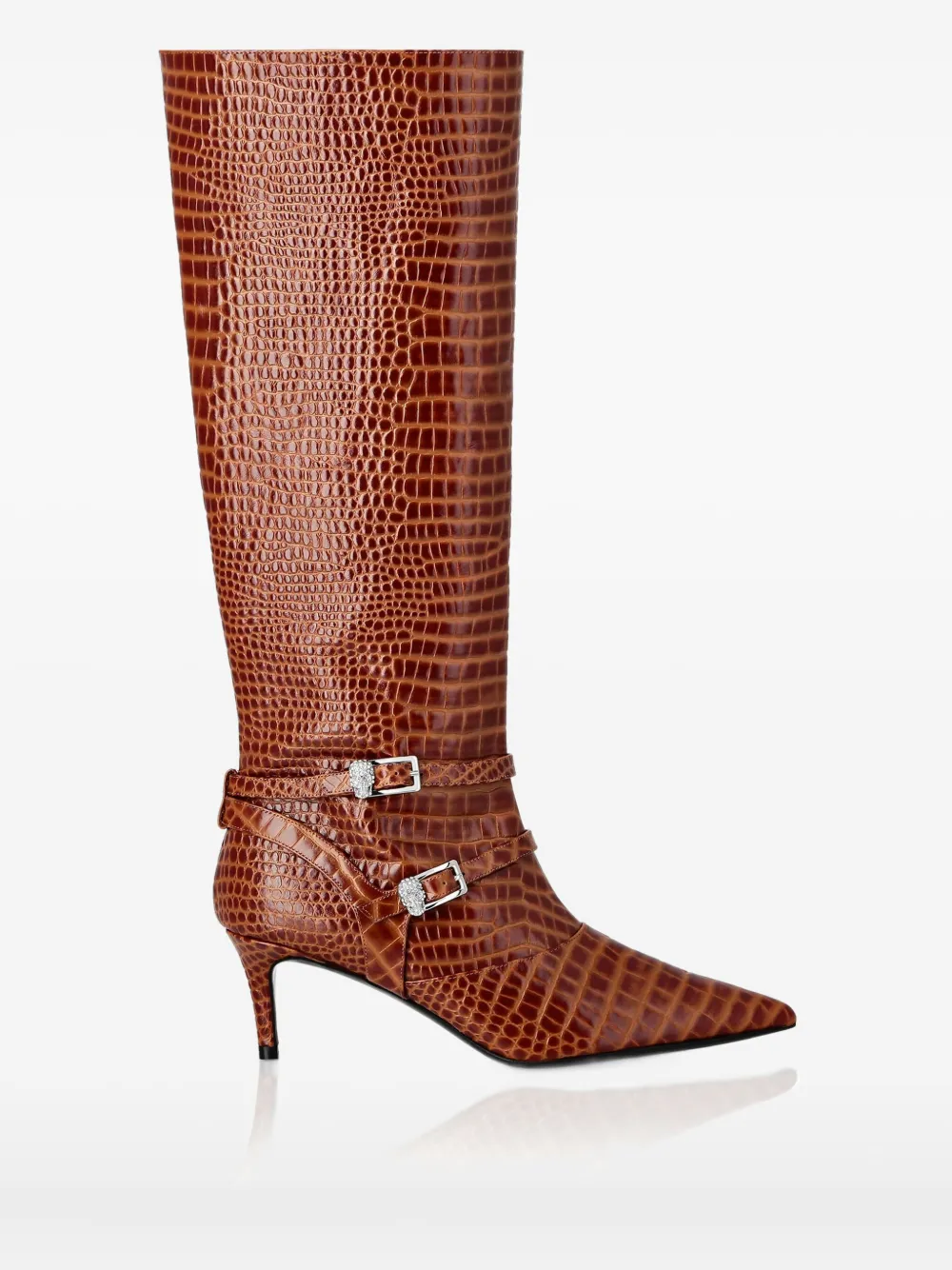 Philipp Plein 55mm crocodile-embossed boots Brown