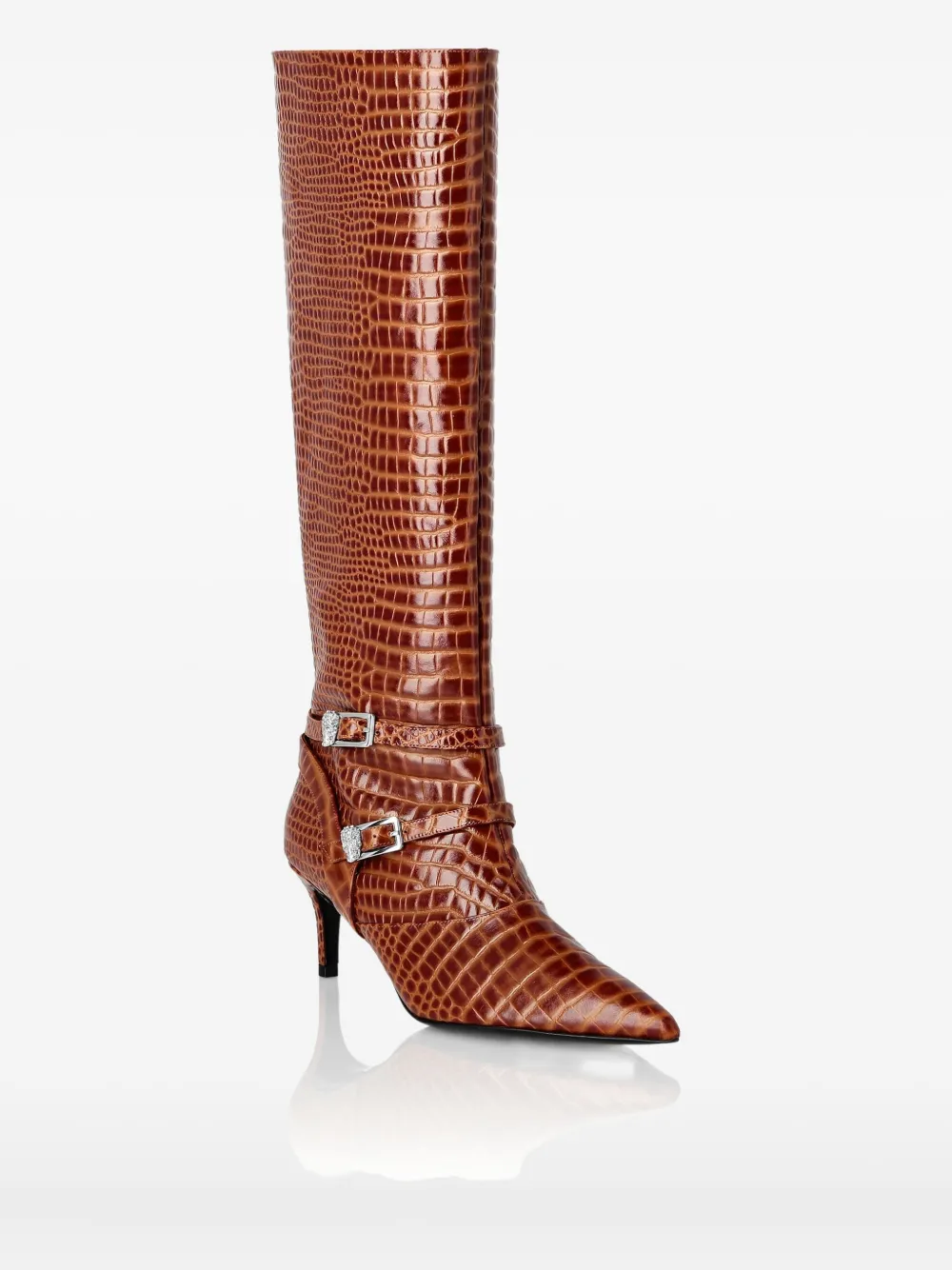 Philipp Plein 55mm crocodile-embossed boots Brown
