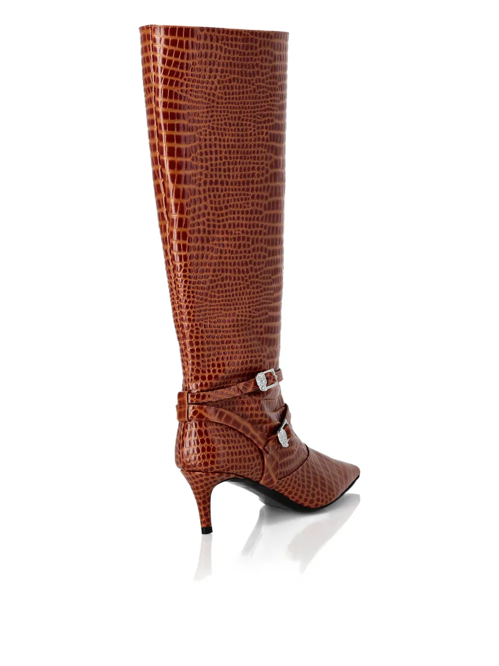 Philipp Plein 55mm crocodile-embossed boots Brown