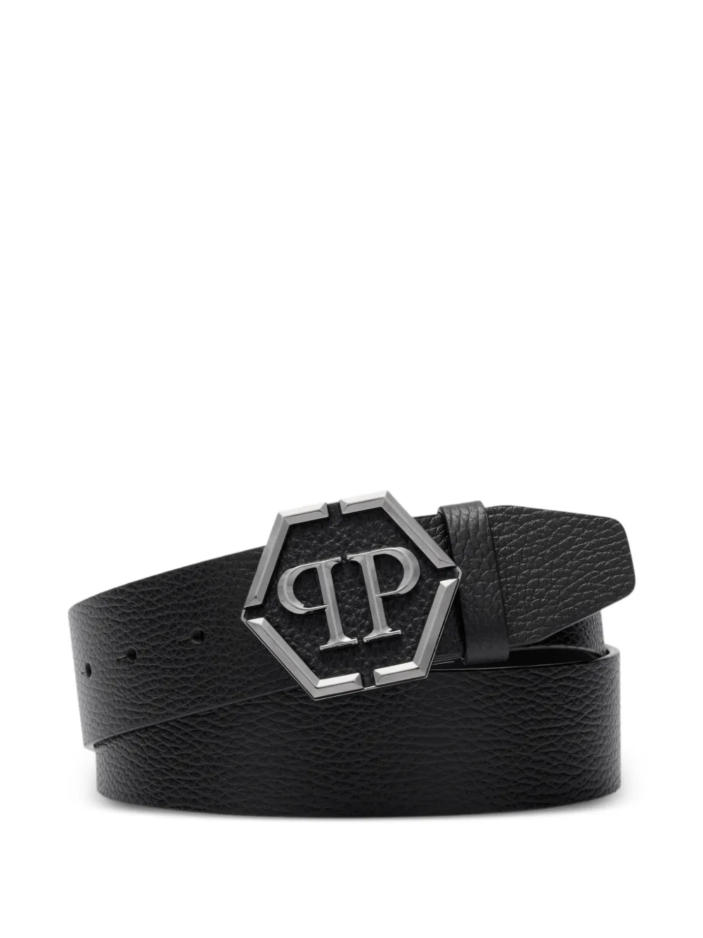 Philipp Plein ceinture en cuir à boucle logo | noir | Image 1