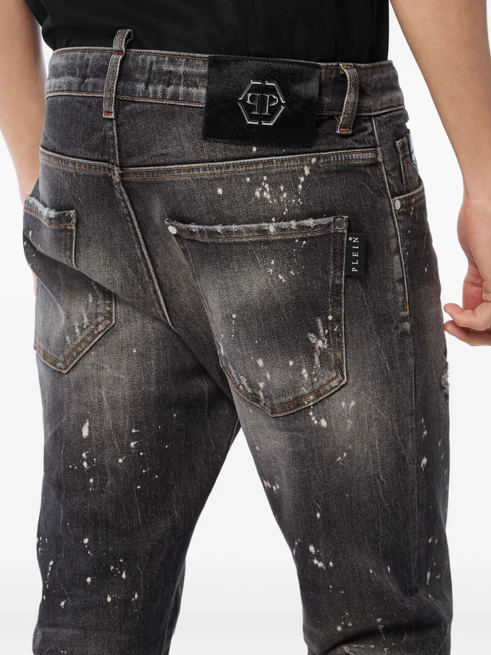 Philipp Plein Jeans met verfspetters Grijs