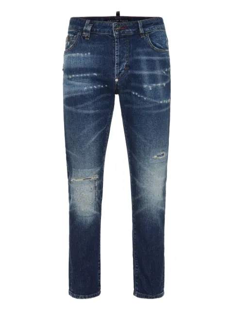 Philipp Plein distressed logo-plaque jeans