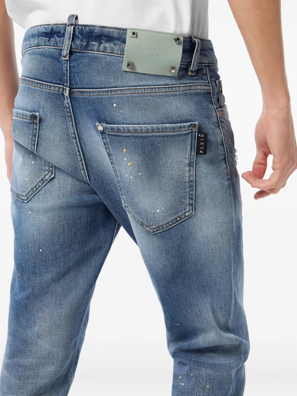 Philipp Plein Jeans met verfspetters Blauw