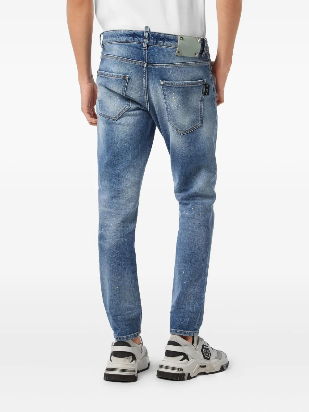 Philipp Plein Jeans met verfspetters Blauw