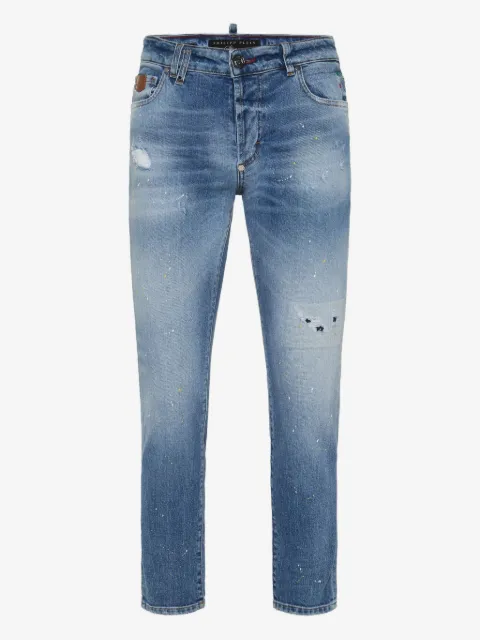 Philipp Plein jeans con efecto envejecido y estampado de salpicaduras de pintura