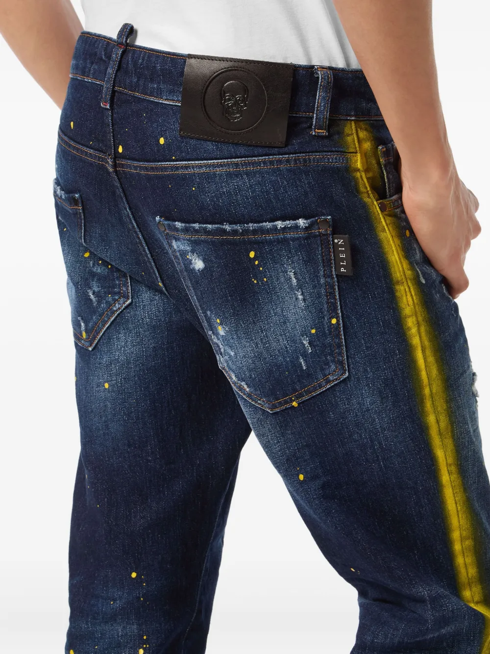 Philipp Plein distressed straight-leg jeans Blauw
