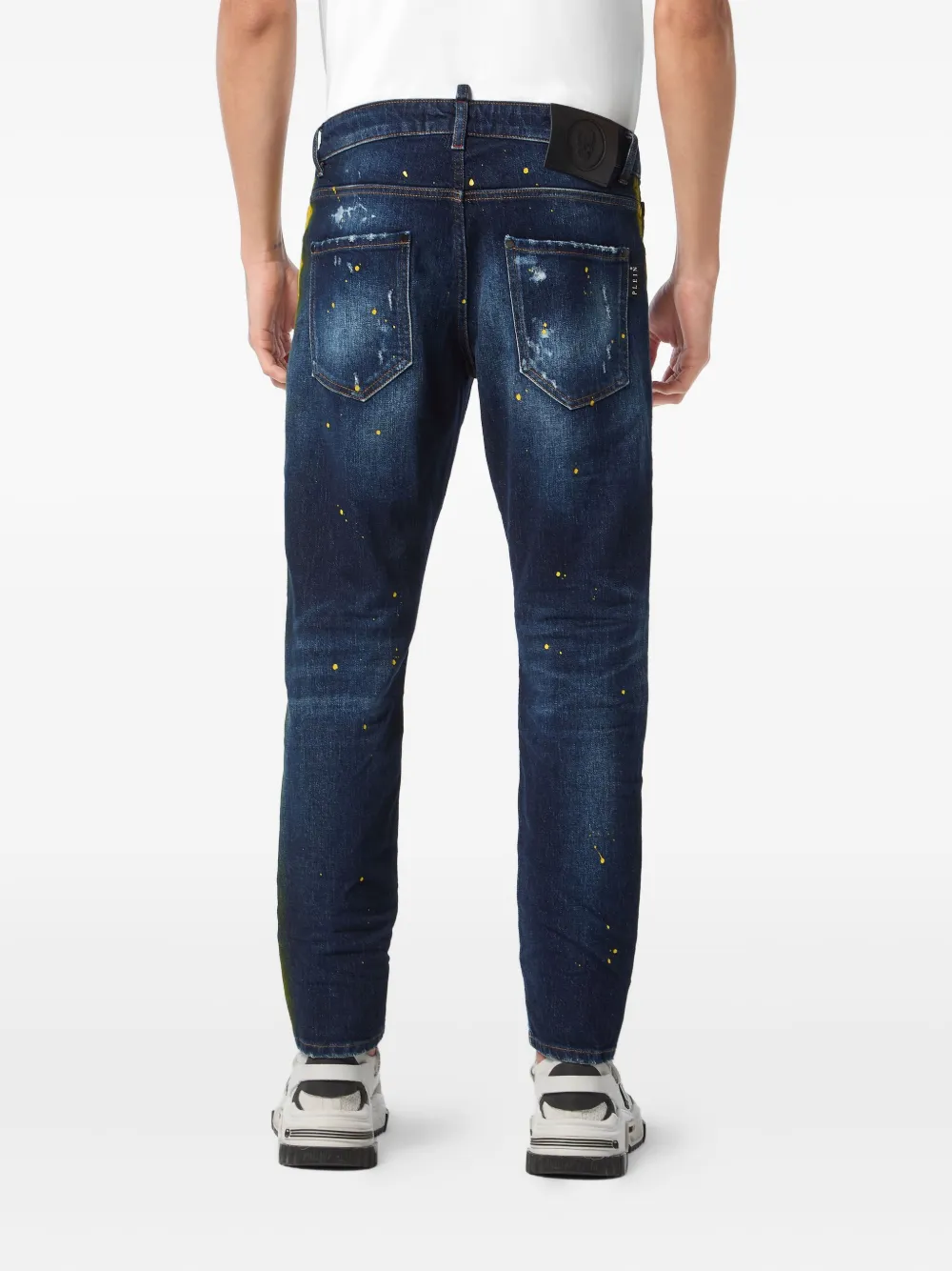 Philipp Plein distressed straight-leg jeans Blauw