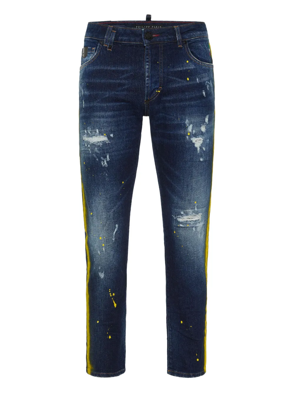 Philipp Plein distressed straight-leg jeans Blauw