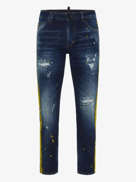 Philipp Plein jeans rectos con efecto envejecido