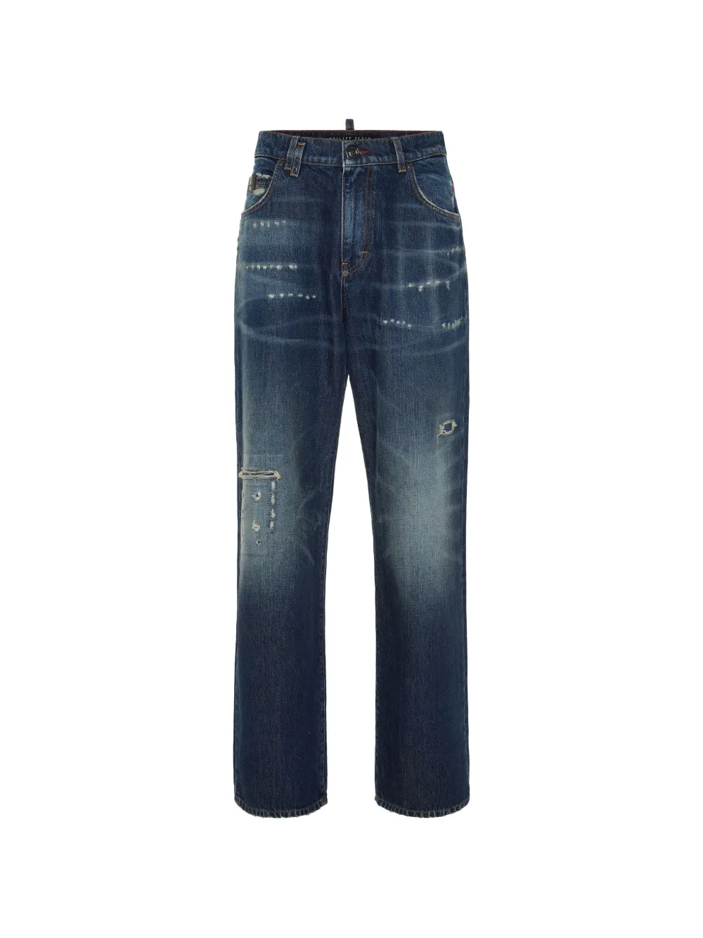 Philipp Plein Jeans met gerafeld logoplakkaat Blauw