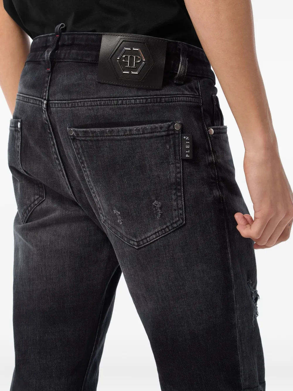 Philipp Plein Jeans met gerafeld detail Zwart