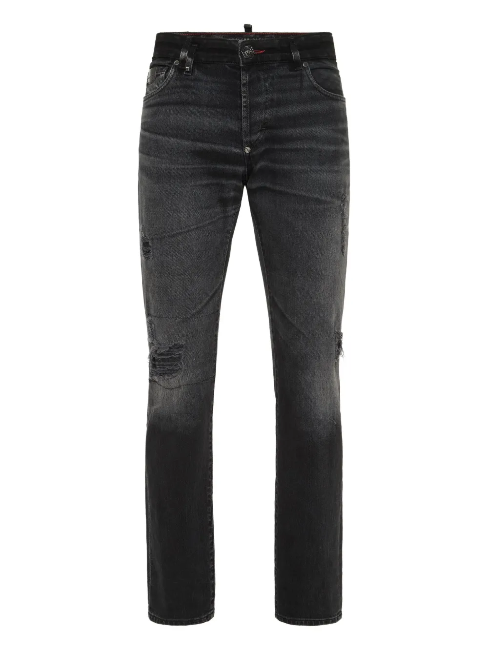 Philipp Plein Jeans met gerafeld detail Zwart