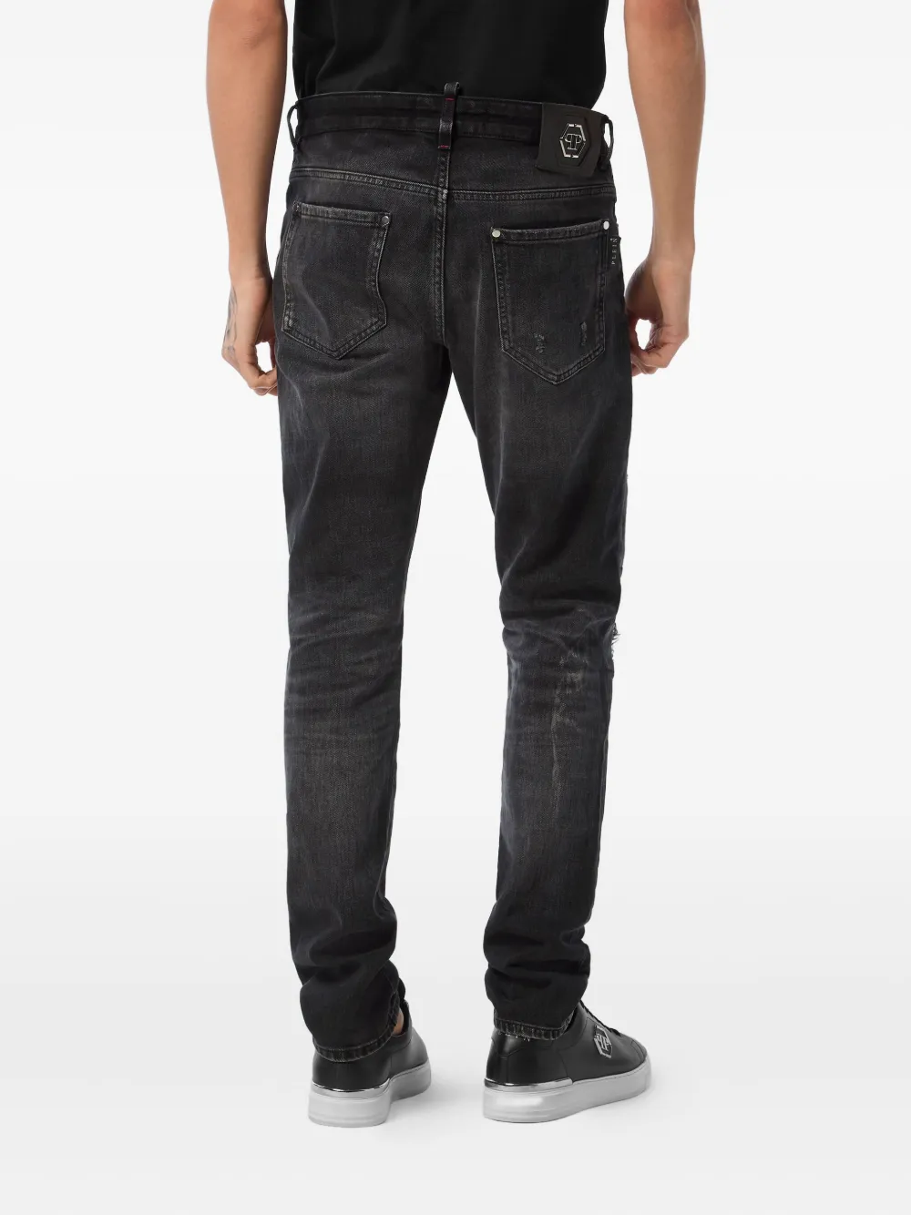 Philipp Plein Jeans met gerafeld detail Zwart