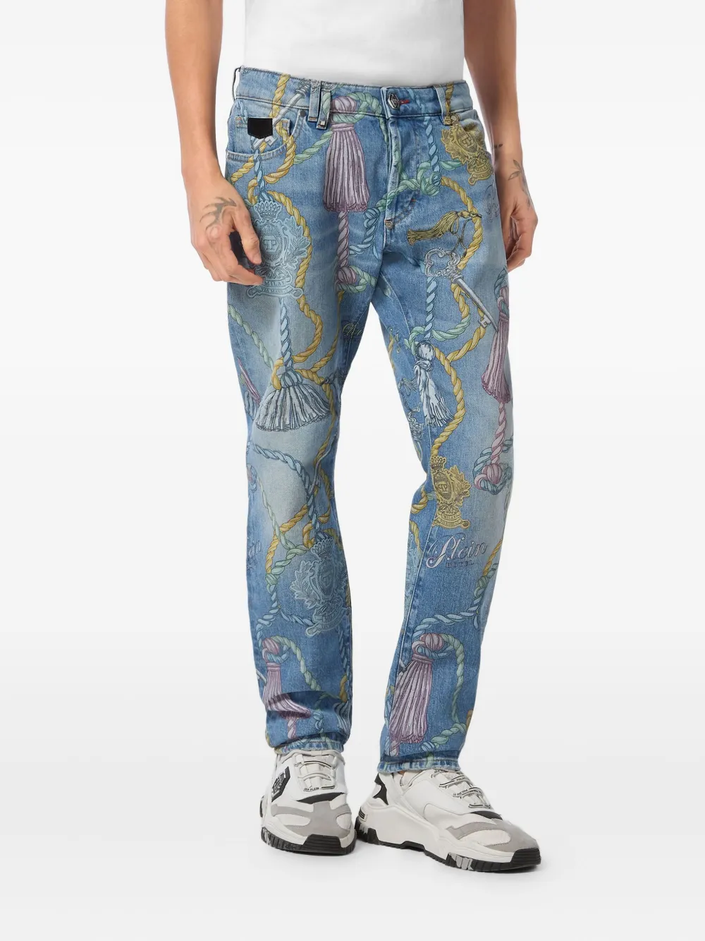 Philipp Plein Jeans met kwastjes Blauw