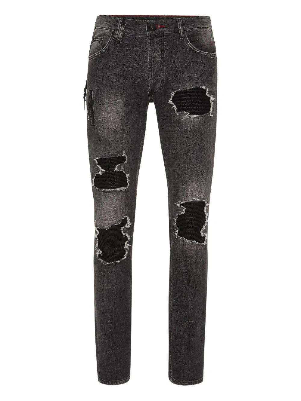 Philipp Plein distressed straight-leg jeans Zwart