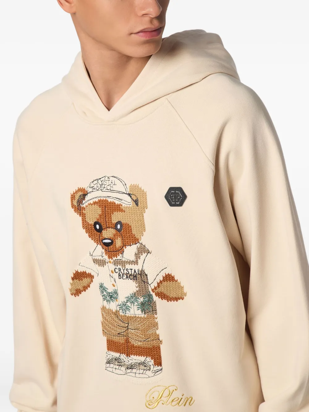 Philipp Plein teddy bear-motif hoodie Beige
