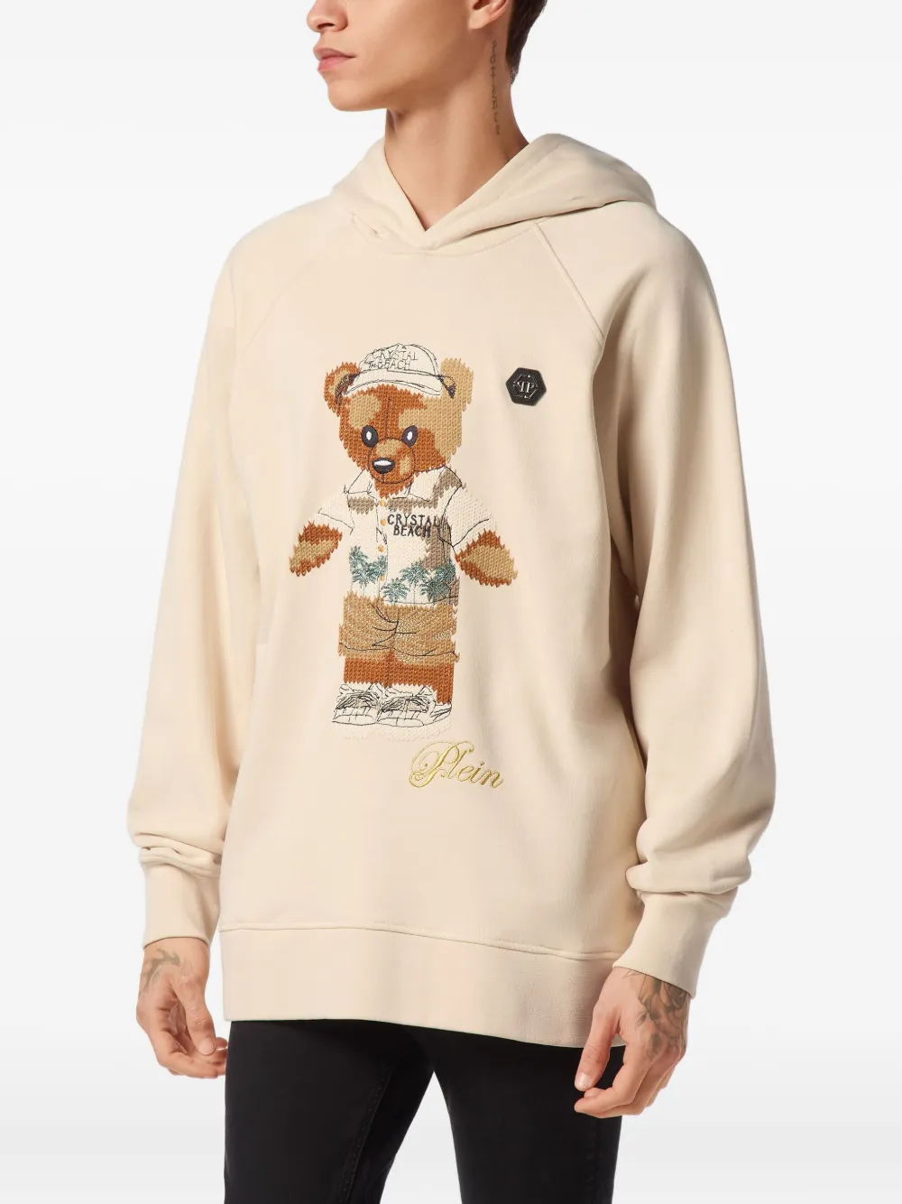 Philipp Plein teddy bear-motif hoodie Beige