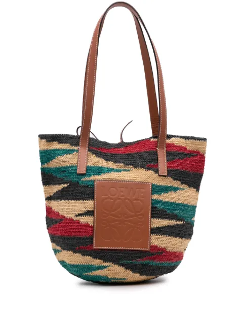 Loewe Pre-Owned 2024-2025 Paulas Ibiza Multicolor Sisal and Calfskin Shigra Basket tote bag