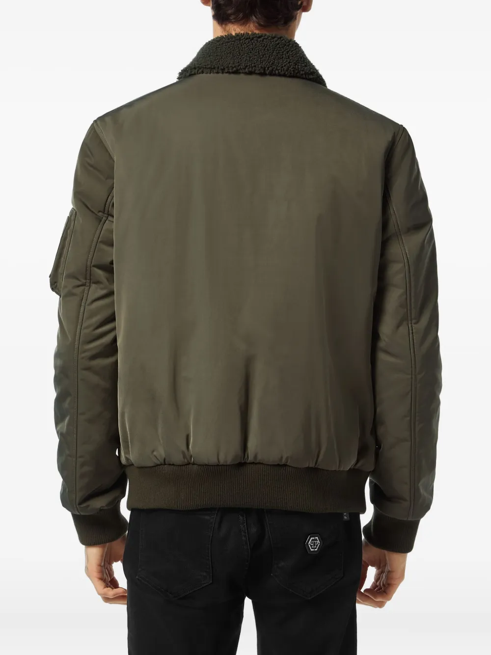 Philipp Plein Bomberjack met geborduurde lammy kraag Groen