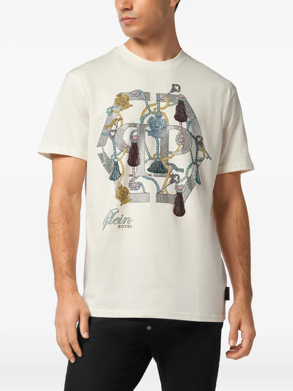Philipp Plein tassel-embellished logo T-shirt Beige
