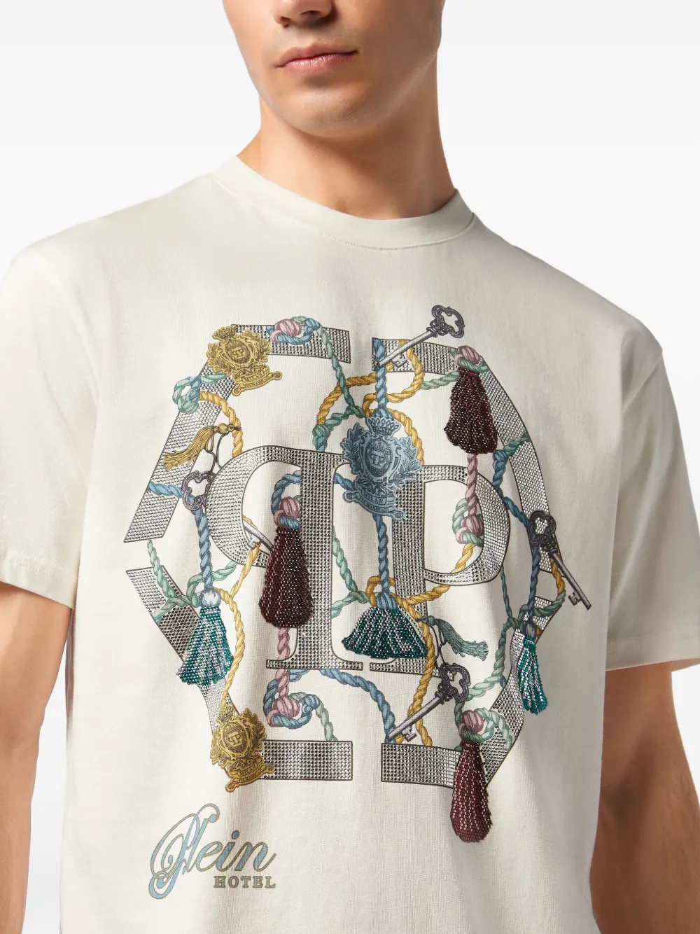 Philipp Plein tassel-embellished logo T-shirt Beige