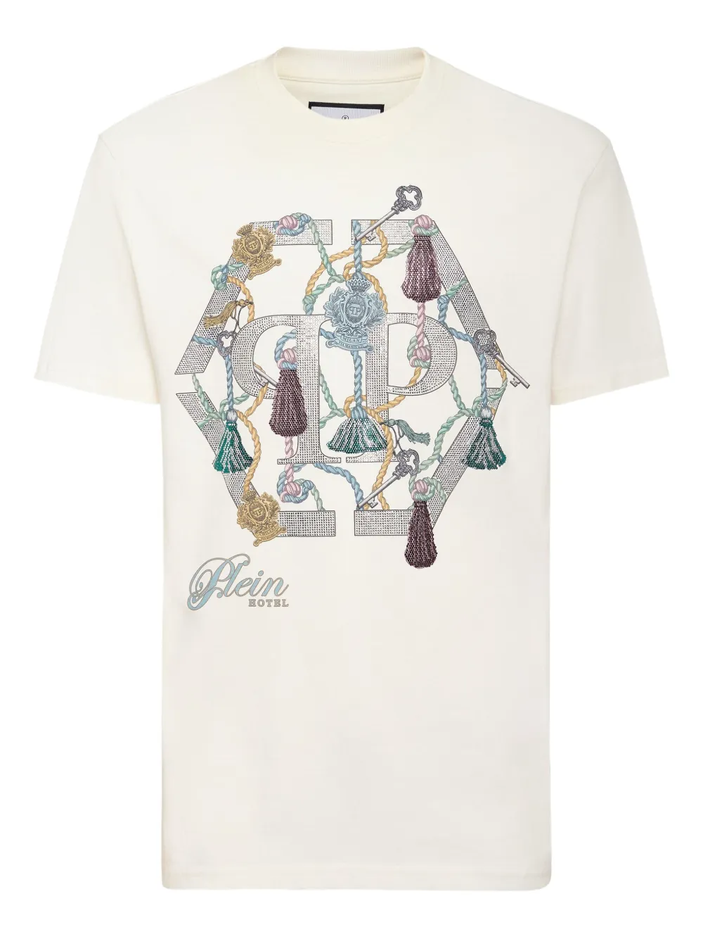 Philipp Plein tassel-embellished logo T-shirt Beige