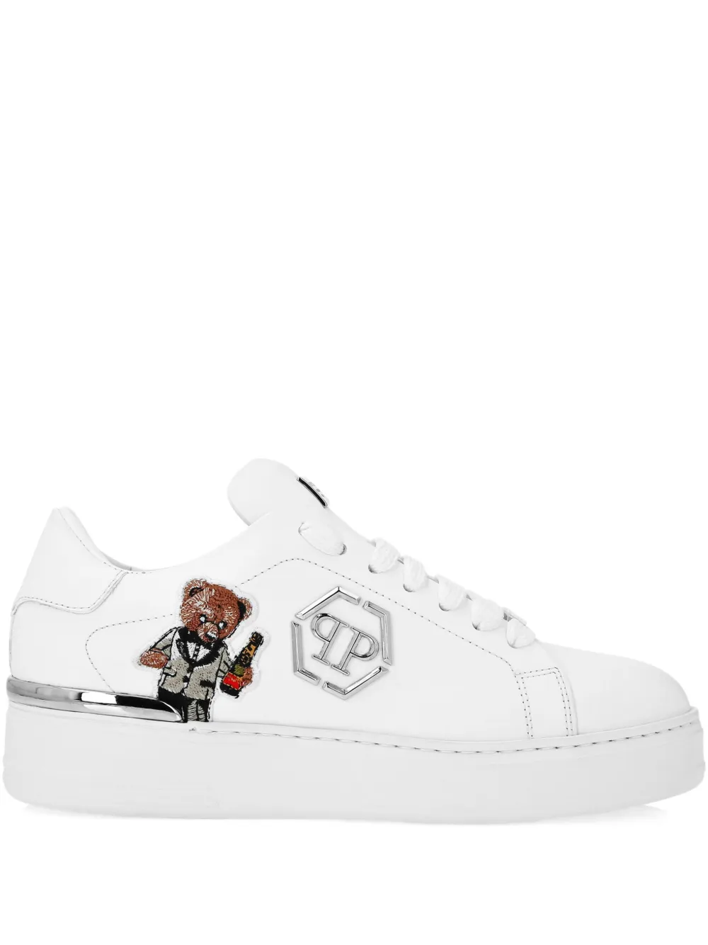 Philipp Plein embroidered-bear sneakers White