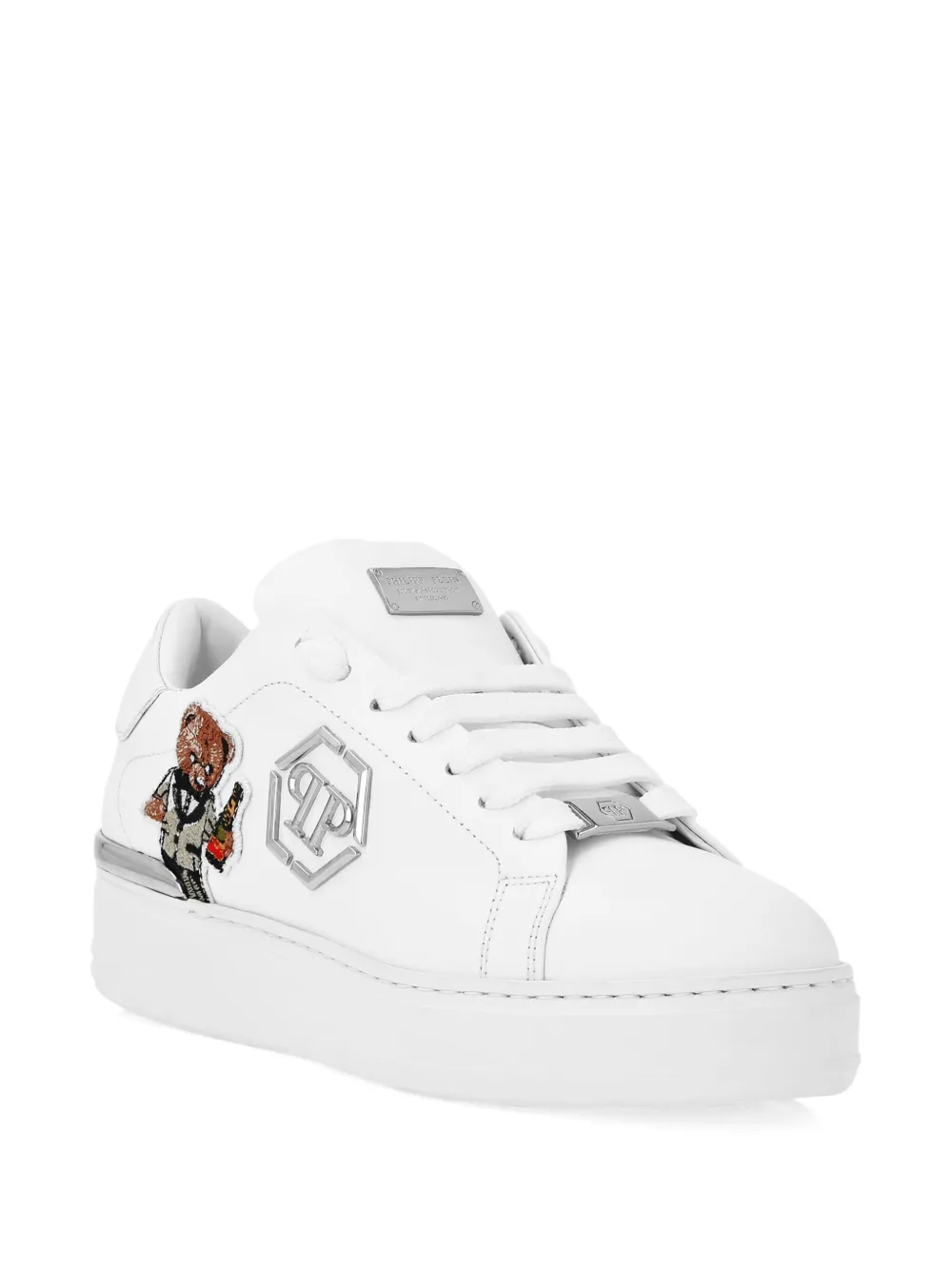 Philipp Plein embroidered-bear sneakers White