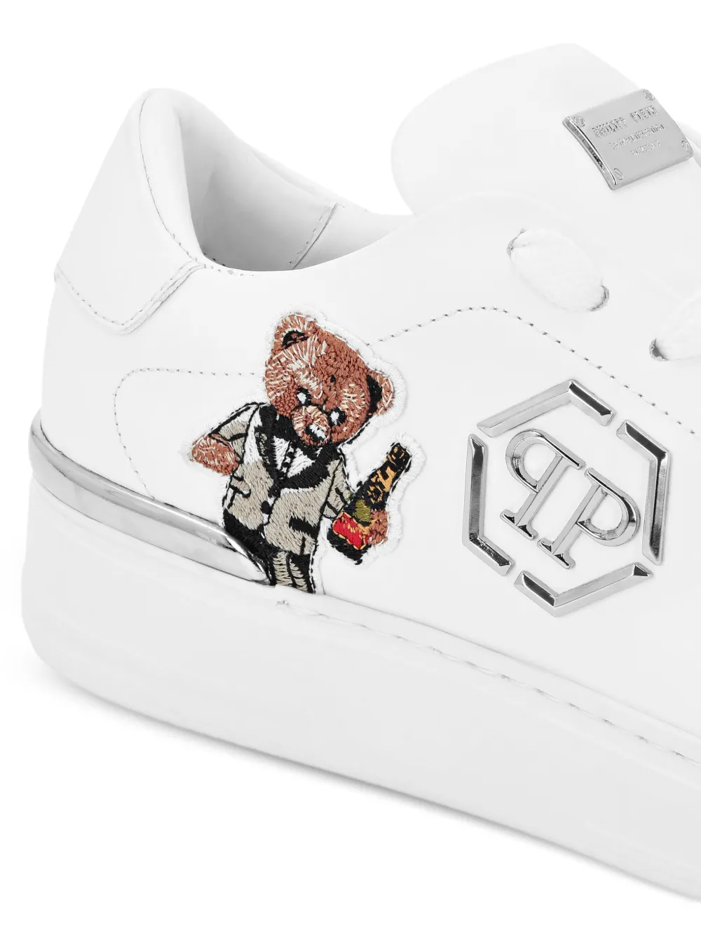 Philipp Plein embroidered-bear sneakers White
