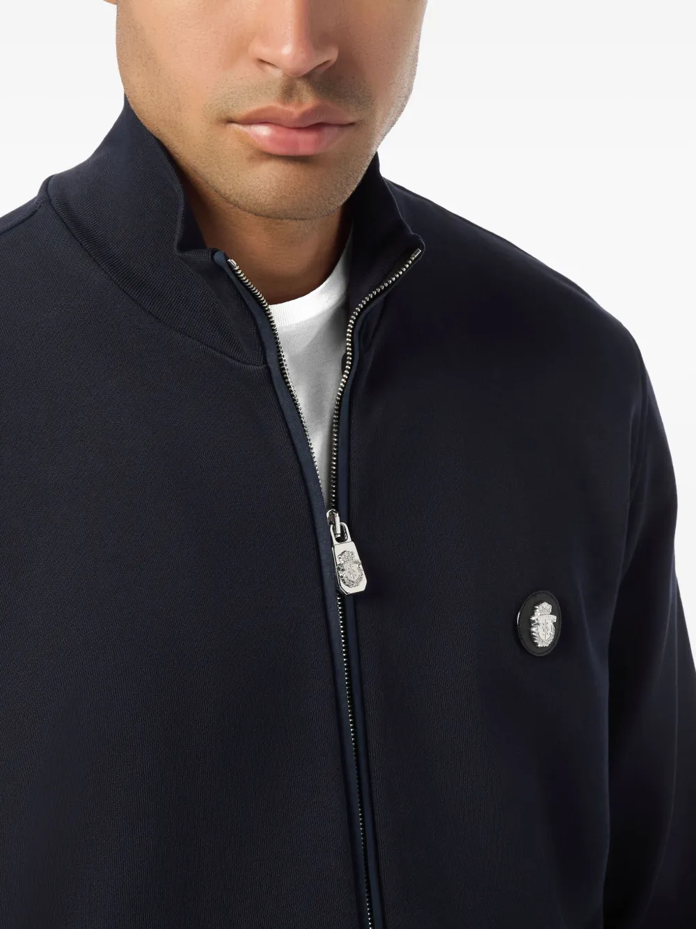 Billionaire Sweater met logoplakkaat en rits Blauw