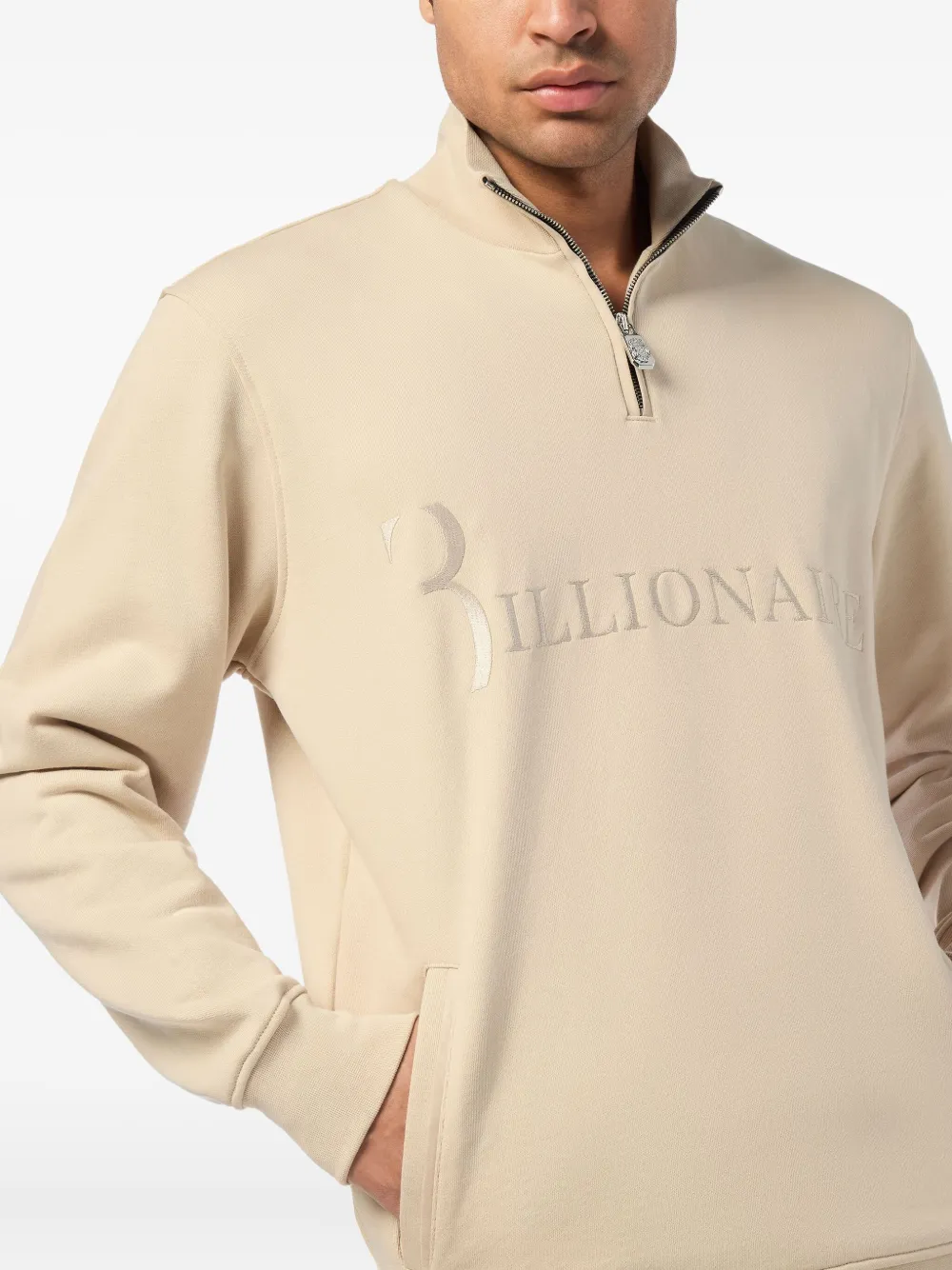 Billionaire Sweater met halve rits Beige