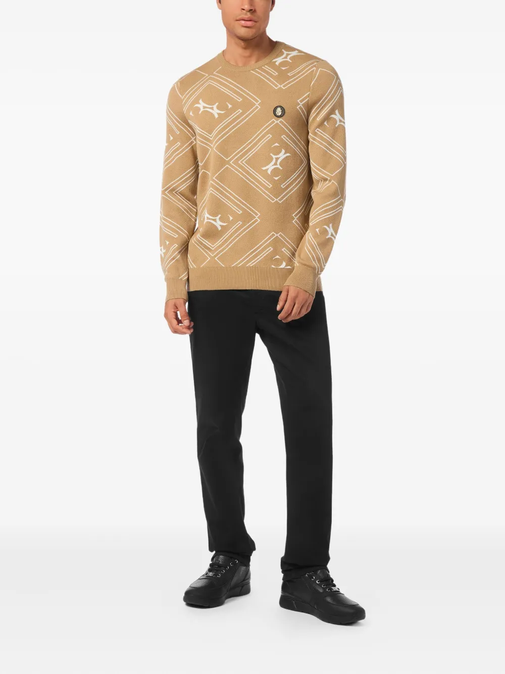 Billionaire Wollen pullover met geometrisch patroon - Beige