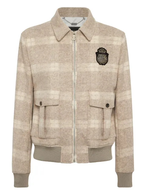 Billionaire check-crest bomber jacket