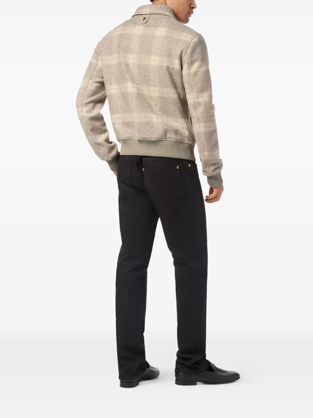 Billionaire Check-crest Bomber Jacket In Neutral