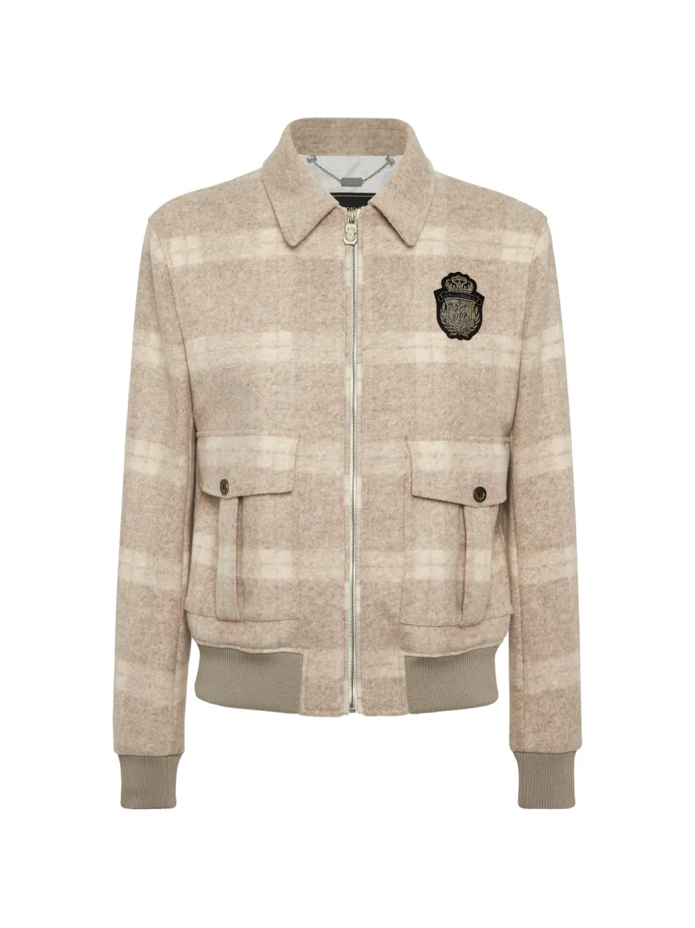 Billionaire check-crest bomber jacket