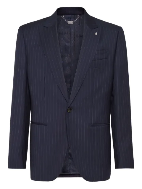 Billionaire blazer Gessato on botones y rayas diplomáticas 
