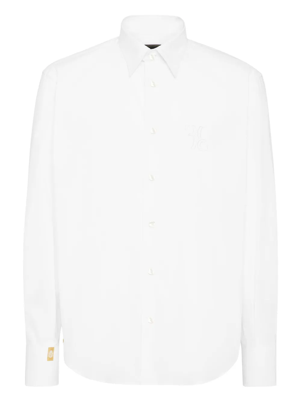 Billionaire Embroidered Cotton Shirt In White
