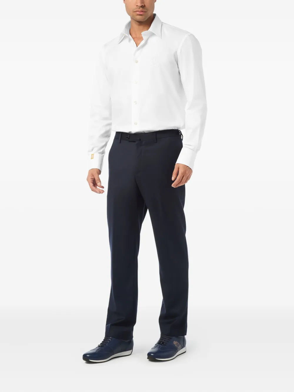 Billionaire Embroidered Cotton Shirt In White