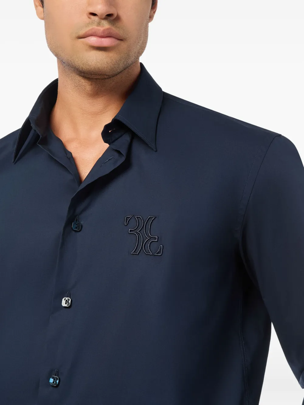 Billionaire Overhemd met borduurwerk Blauw