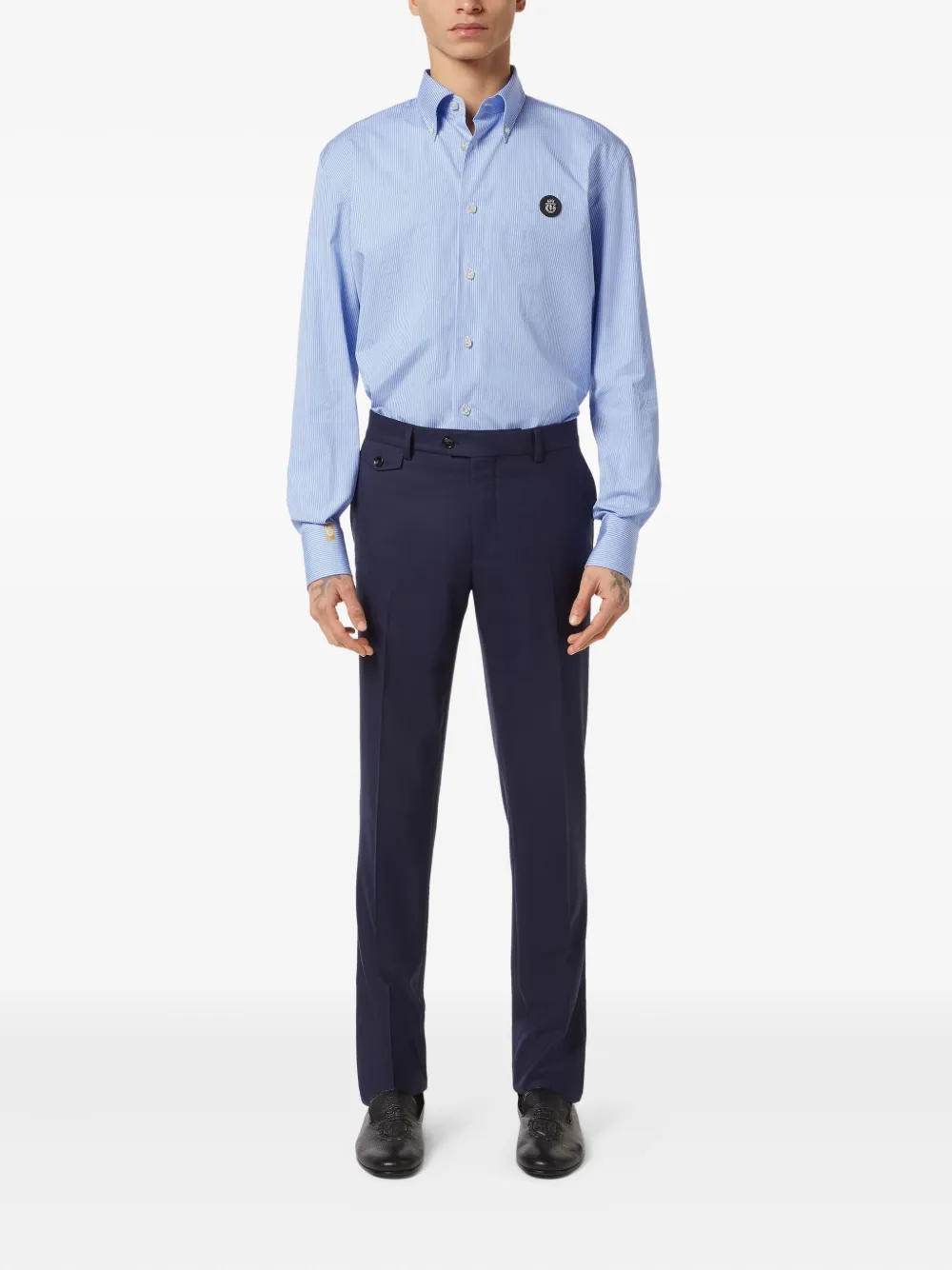 Billionaire striped cotton shirt Blauw