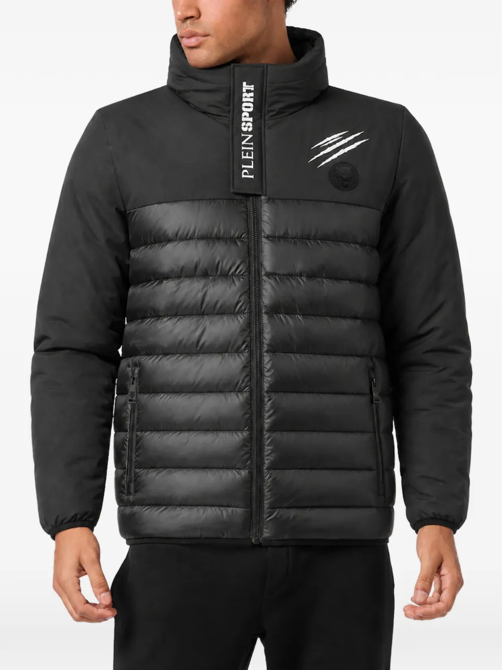Plein Sport quilted logo-print jacket Zwart