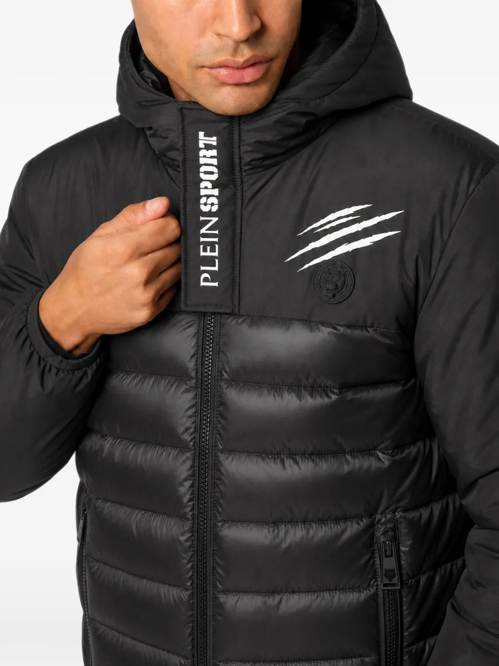 Plein Sport quilted logo-print jacket Zwart