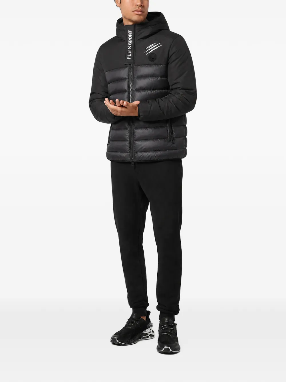 Plein Sport quilted logo-print jacket Zwart