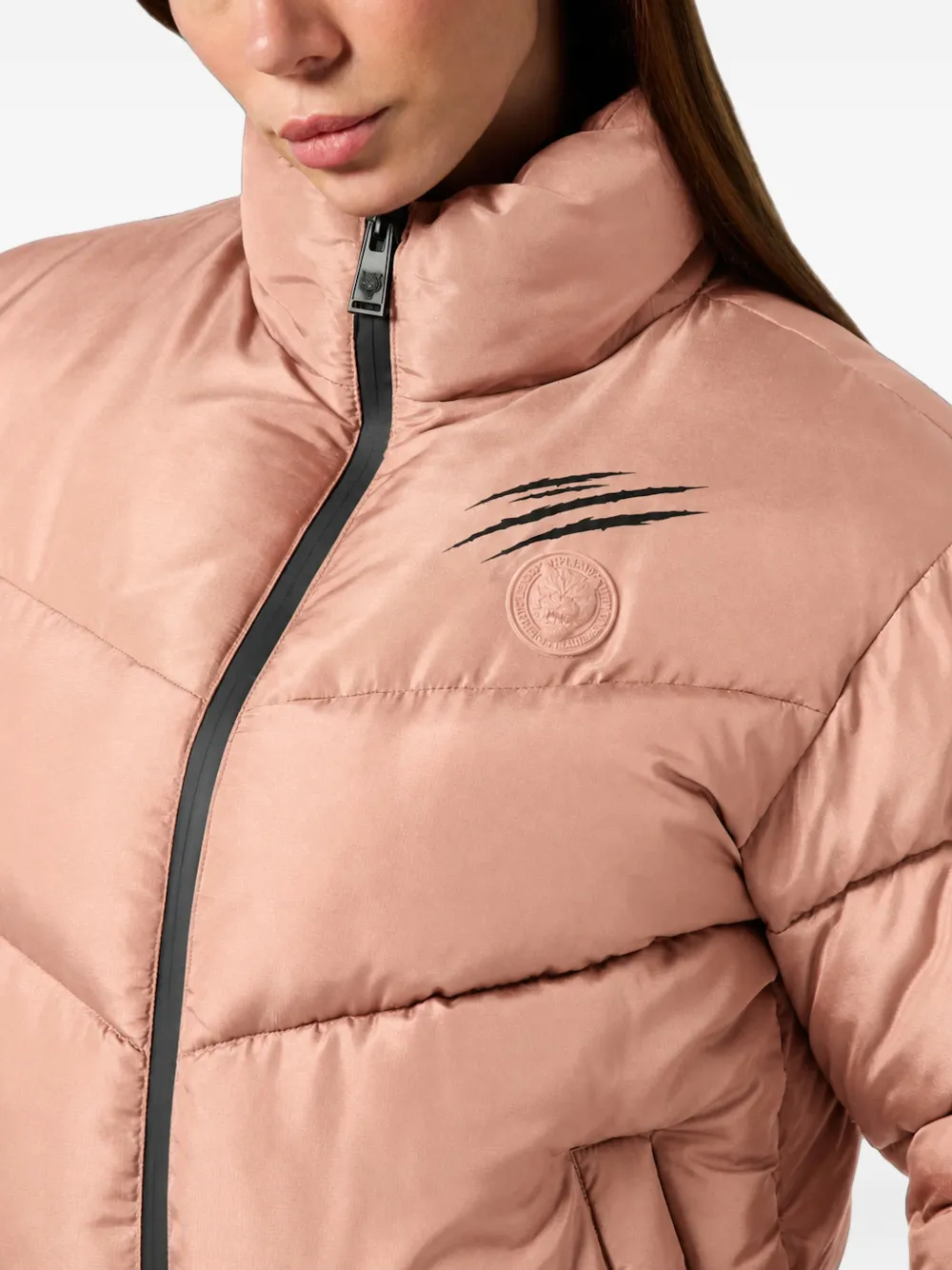 Plein Sport Helsinki donsjack met logo-patch Roze