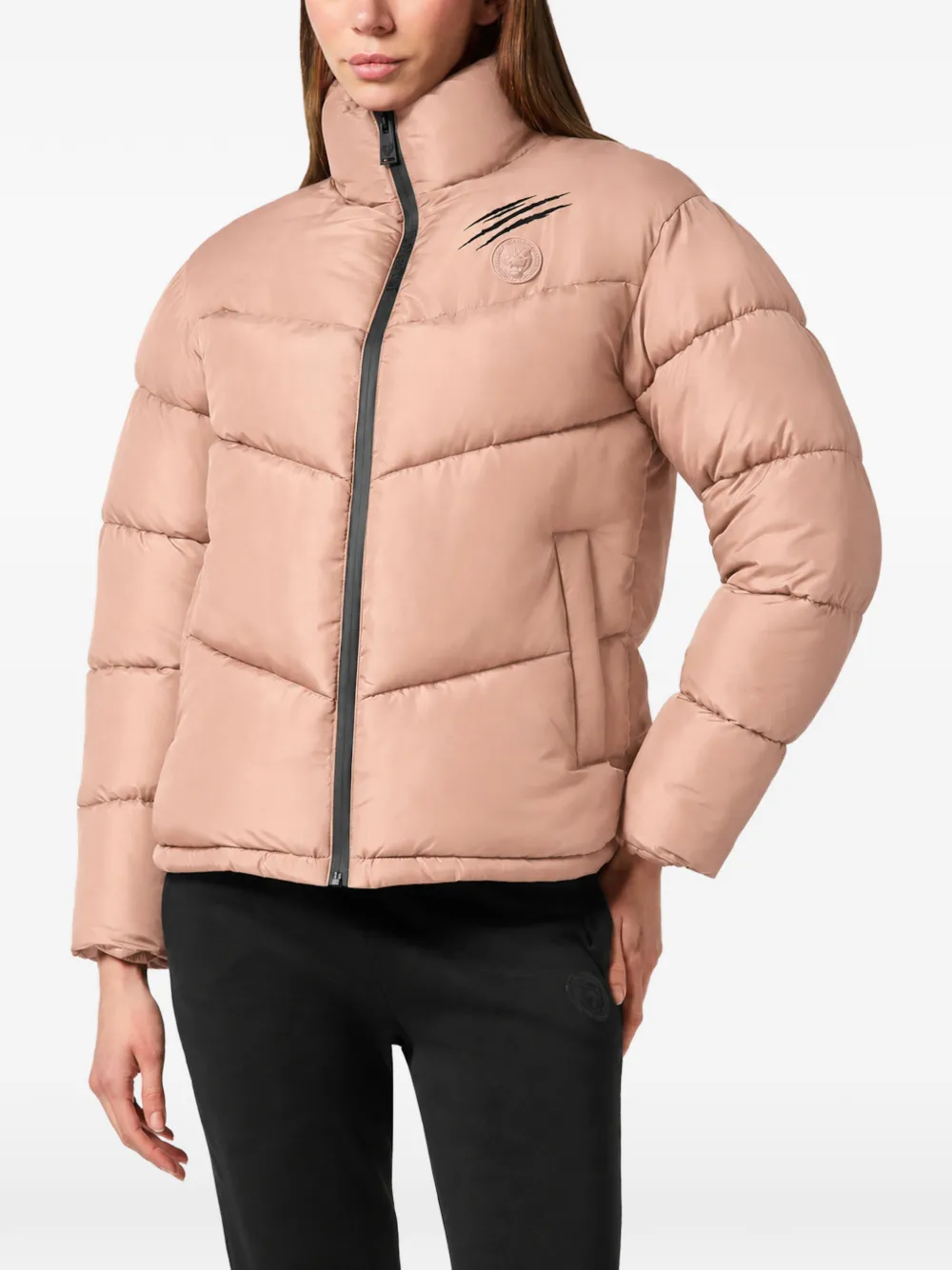 Plein Sport Helsinki donsjack met logo-patch Roze